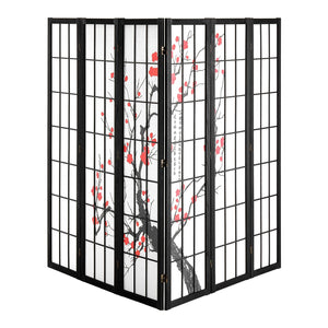 Cherry Blossom Japanese Room Divider Screen – Folding Wood Privacy Panel