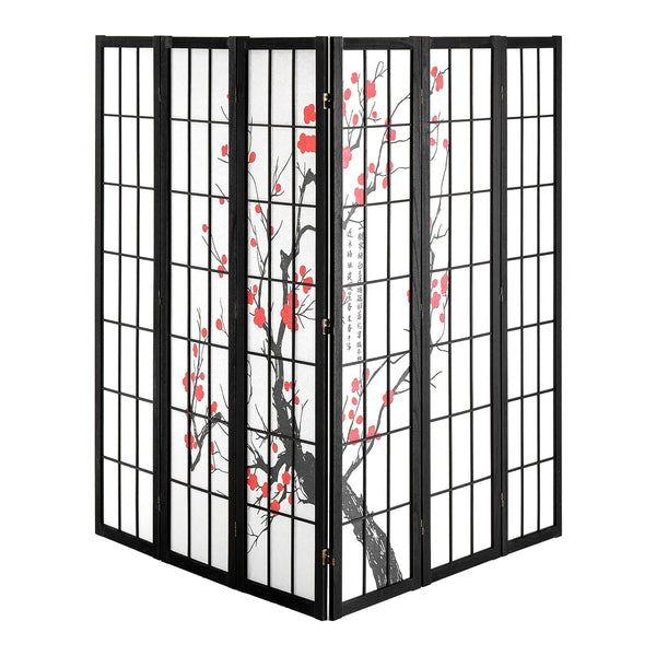 Cherry Blossom Japanese Room Divider Screen – Folding Wood Privacy Panel