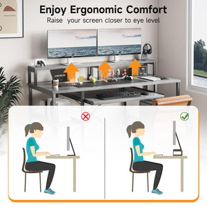 48-Inch Computer Desk with Keyboard Tray, Monitor Stand & Storage Shelves