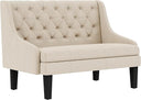 Mid-Century Modern Settee Bench with Tufted Back & Wood Legs