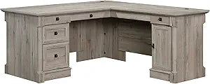 L-Shaped Executive Desk with File Cabinet & Keyboard Tray