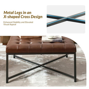Leather Square Ottoman Coffee Table