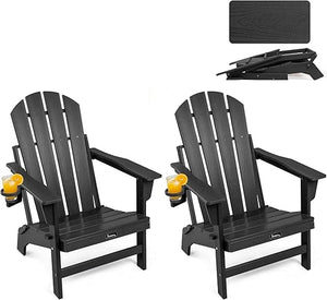 Folding Adirondack Chair – HDPE, All-Weather, with Cup Holder