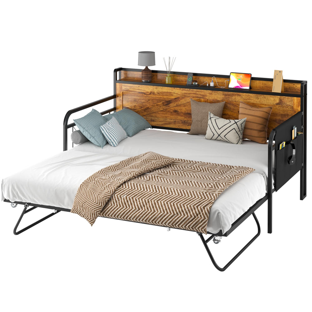 Twin Daybed with Trundle & Charging Station