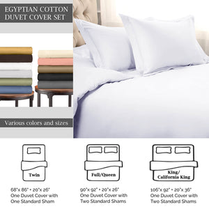 Egyptian Cotton Sateen Duvet Cover Set with Pillow Shams