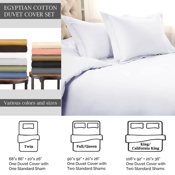 Egyptian Cotton Sateen Duvet Cover Set with Pillow Shams