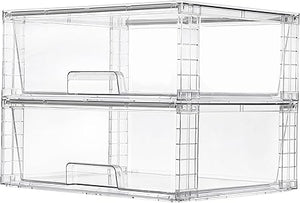 Clear Stackable Storage Drawers with Handles – 15" Wide Acrylic Organizer Bins