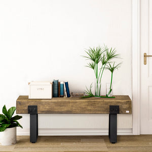Rustic Concrete Garden Bench with Metal Legs