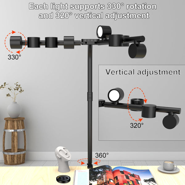 Clamp Desk Lamp 8 Adjustable LED Light Sources 24W Dimmable