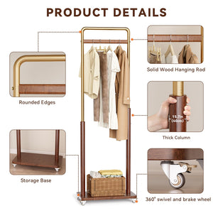 Freestanding Clothes Rack with Wheels