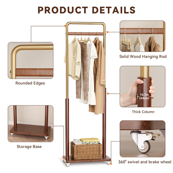 Freestanding Clothes Rack with Wheels
