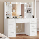 Vanity Desk with LED Mirror, Drawers & Charging Station