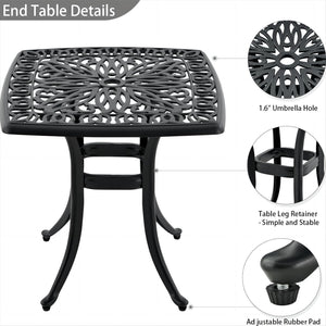 Cast Aluminum Square Outdoor Side Table – Set of 1 or 2