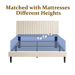 Velvet Upholstered Platform Bed Frame with Headboard