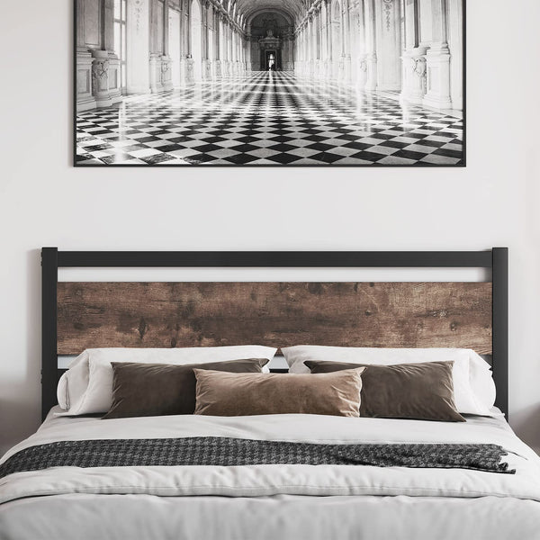 Wooden Headboard with Metal Slats