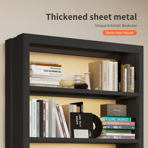 5-Tier Metal Bookcase with Adjustable Shelves