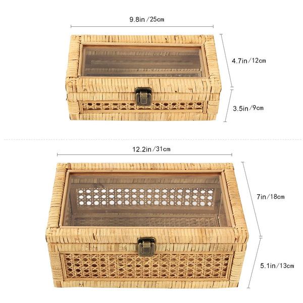 Rattan Decorative Box with Lid – Set of 2