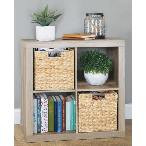 Woven Hyacinth Cube Storage Baskets with Handles – Set of 6