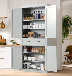 72" Kitchen Pantry Storage Cabinet with Drawer & Adjustable Shelves