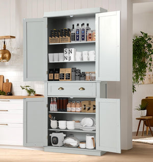 72" Kitchen Pantry Storage Cabinet with Drawer & Adjustable Shelves