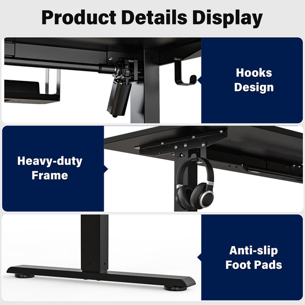 L-Shaped Electric Standing Desk — 63" x 55"
