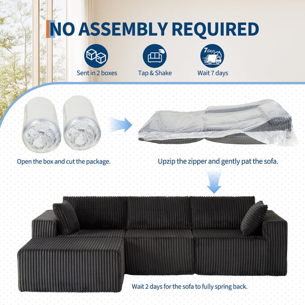 Modular Sectional Sofa with Memory Foam – 4-Seat Convertible Couch