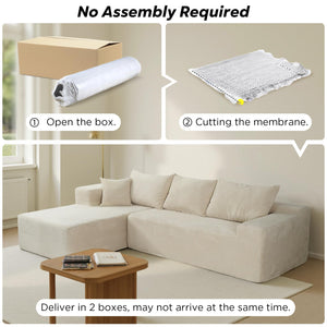 L-Shaped Modular Sectional Sofa with Chaise – Corduroy, No Assembly