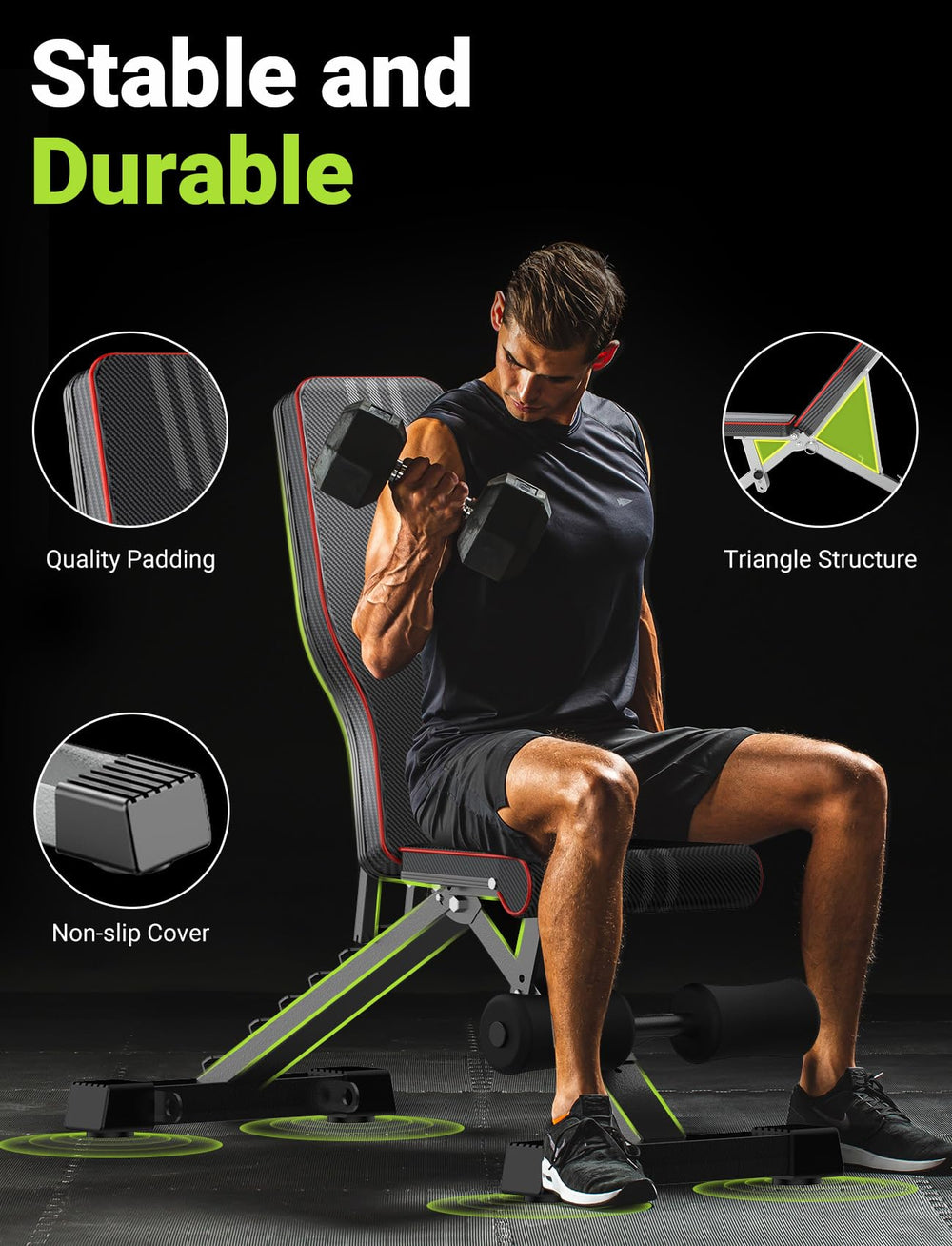 Adjustable Weight Bench – Foldable, 84 Positions, 827LBS Capacity