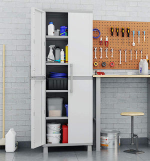 5-Shelf Resin Storage Cabinet with Lockable Doors