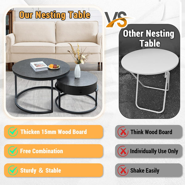 Round Nesting Coffee Table Set of 2
