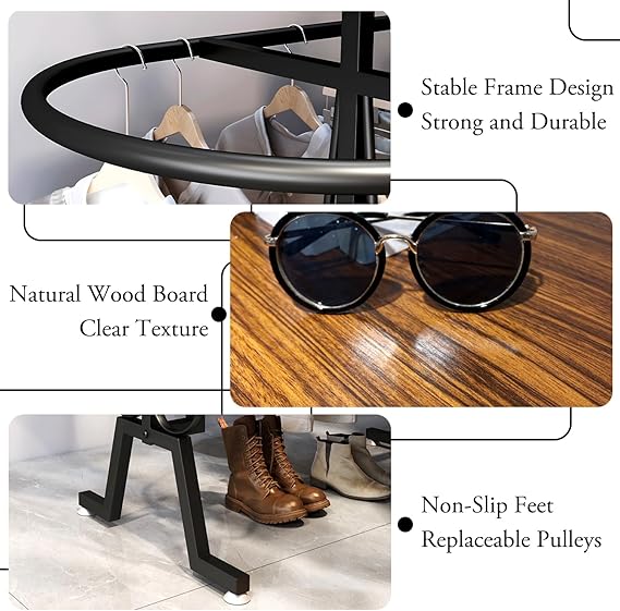 Round Clothing Rack with Wheels