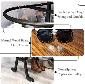 Round Clothing Rack with Wheels