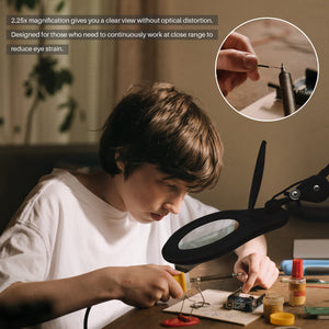 LED Magnifying Lamp with Clamp, 5-Inch Glass Lens & Swing Arm