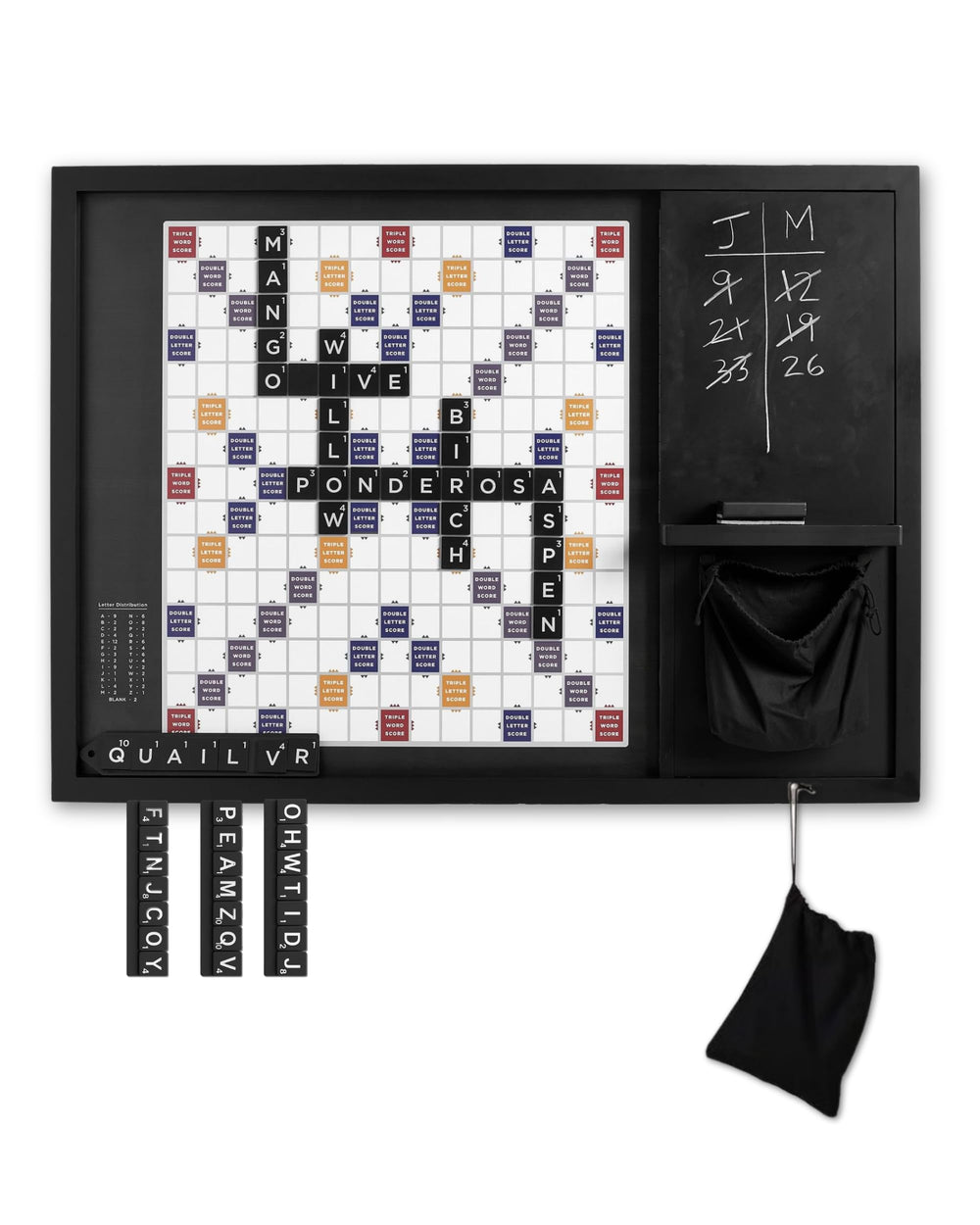 Oversized Magnetic Wall Word Game Board with Chalkboard & Storage