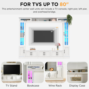 98" Wall Unit TV Stand with LED Lights