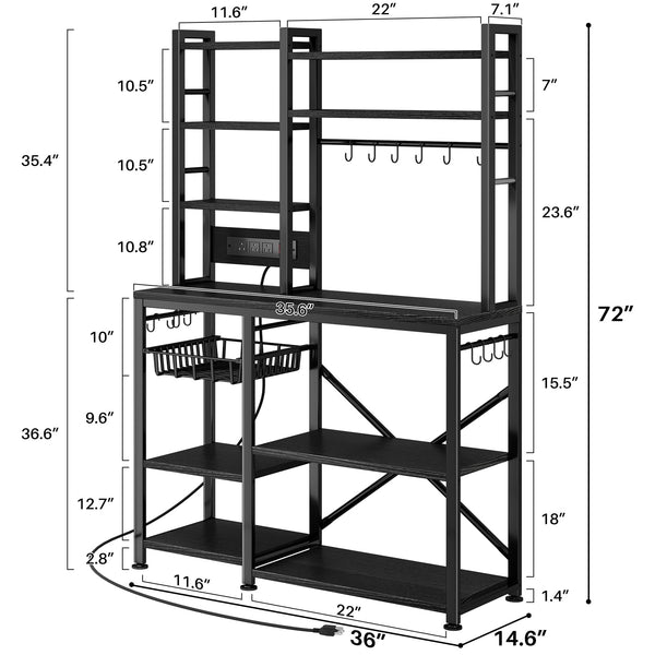 10-Shelf Kitchen Baker's Rack with Power Outlet