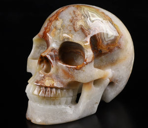 Red Crazy Lace Agate Crystal Skull Sculpture