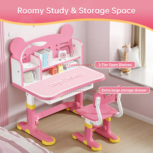 Height Adjustable Kids Desk and Chair Set