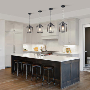 Farmhouse Pendant Lights 2-Pack – Metal Cage Ceiling Hanging Lamps