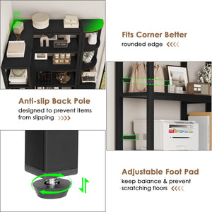 L-Shaped Corner Bookshelf with Cabinet, 6-Tier