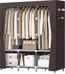 Portable Wardrobe Closet with 3 Hanging Rods & 6 Shelves