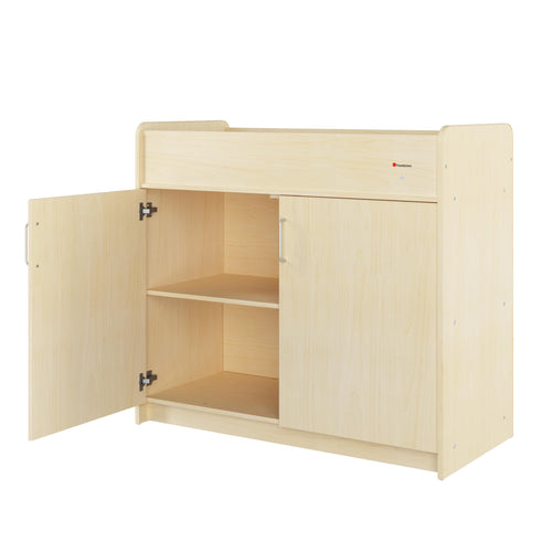 Commercial Daycare Changing Table with Locking Cabinet and Built-In Shelves