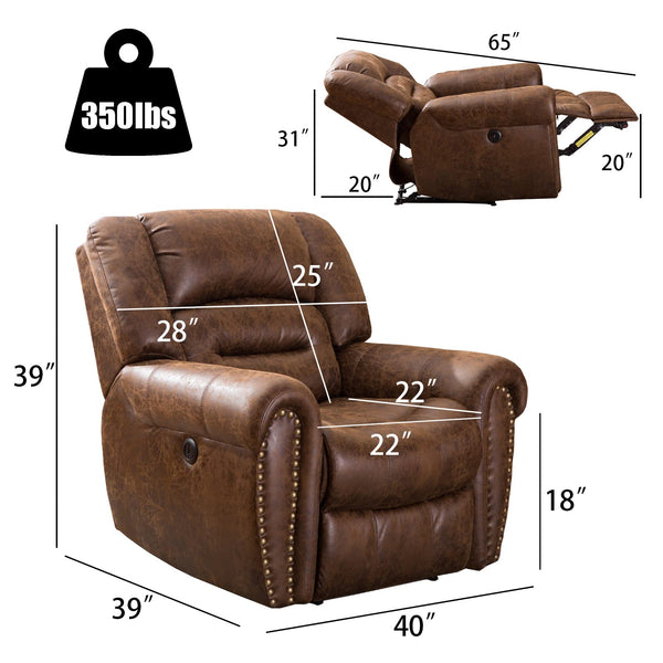 Electric Power Recliner Chair with USB Port