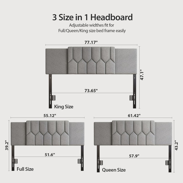 Upholstered Tufted Adjustable Headboard – Full/Queen/King
