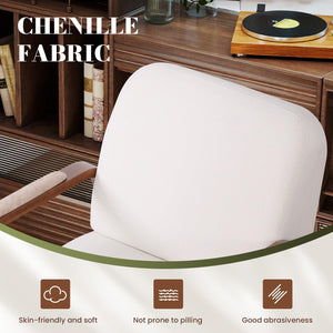 Swivel Accent Chair with Solid Wood Base & Chenille Fabric
