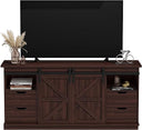 58" Farmhouse TV Stand with Barn Doors & 4 Drawers