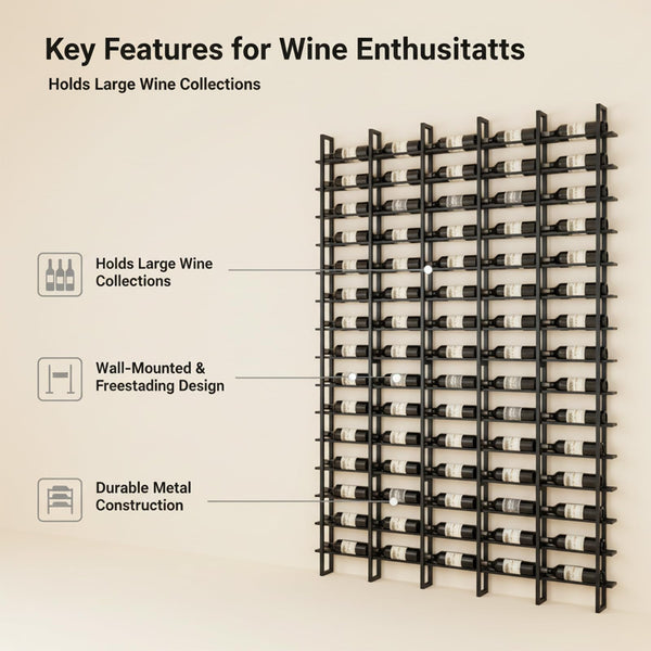 Wall Mounted Metal Wine Rack with Horizontal Bottle Storage