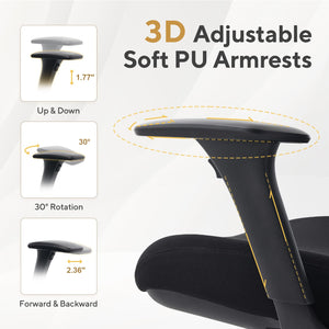Ergonomic Mesh Office Chair with Adjustable Backrest & Headrest