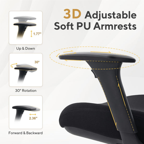 Ergonomic Mesh Office Chair with Adjustable Backrest & Headrest