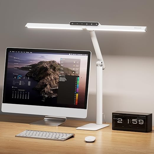 LED Desk Lamp with Dual-Head & Adjustable Arm